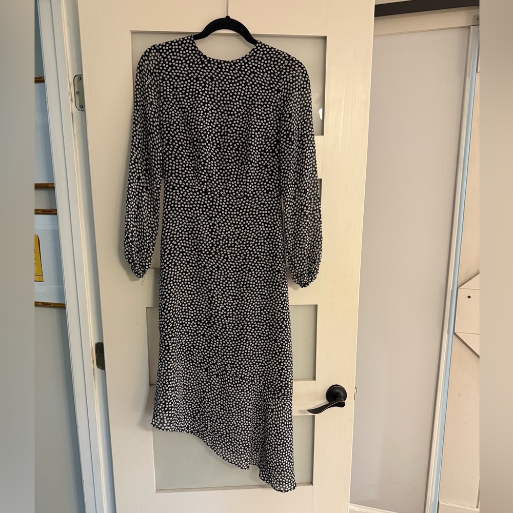 Who What Wear Black and White Long Sleeve Dress